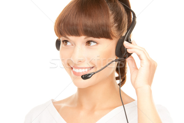 Foto stock: Línea · de · ayuda · brillante · Foto · amistoso · femenino · operador