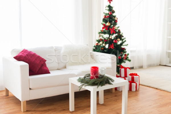 Stock fotó: Kanapé · asztal · karácsonyfa · ajándékok · otthon · ünnepek