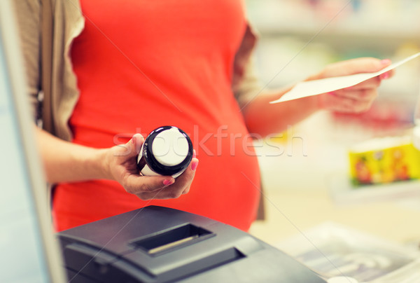 Foto stock: Mulher · grávida · compra · farmácia · gravidez · medicina