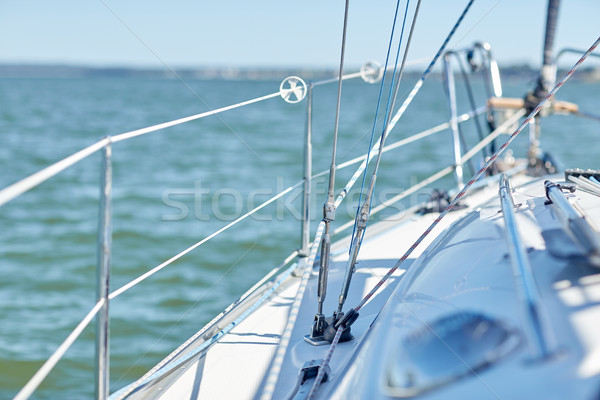 close up of sailboat or sailing yacht deck in sea Stock photo © dolgachov