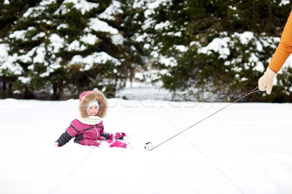 Heureux peu Kid équitation extérieur hiver [[stock_photo]] © dolgachov
