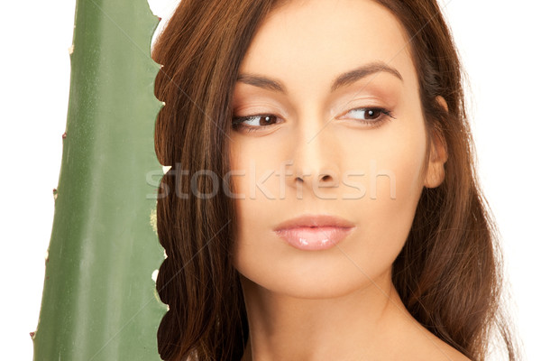 Kobieta aloesu zdjęcie twarz szczęśliwy zdrowia Zdjęcia stock © dolgachov