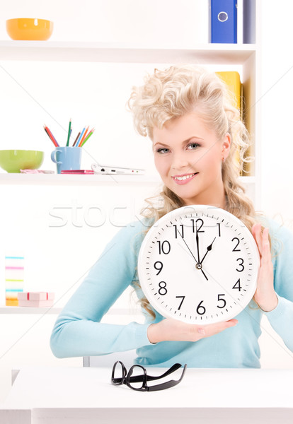 Foto stock: Mujer · grande · reloj · brillante · Foto