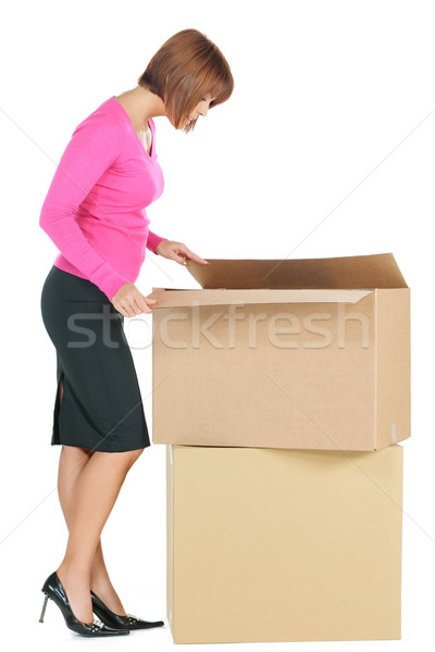 Anziehend Geschäftsfrau groß Boxen Bild Frau Stock foto © dolgachov