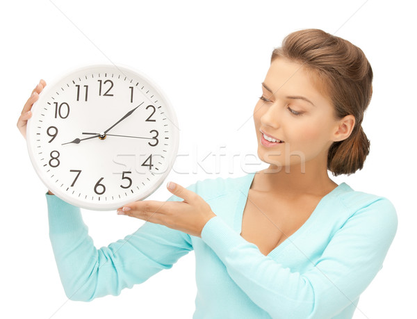 woman with wall clock Stock photo © dolgachov