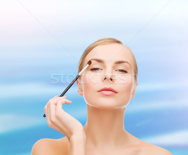 Schöne Frau Make-up Pinsel Kosmetik Gesundheit Schönheit Wasser Stock foto © dolgachov