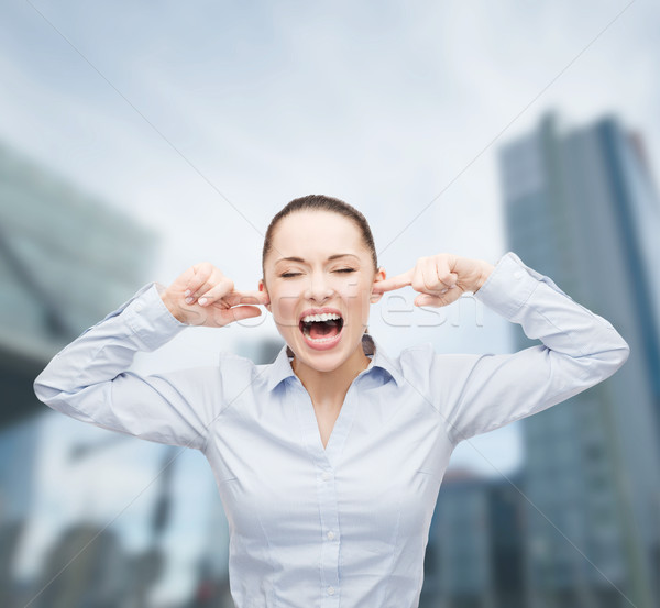 Enojado gritando mujer de negocios negocios oficina estrés Foto stock © dolgachov