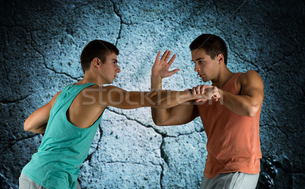 young men fighting hand-to-hand Stock photo © dolgachov
