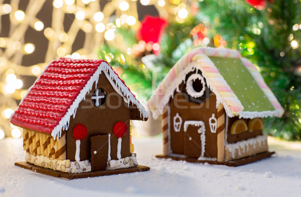 closeup of beautiful gingerbread house at home Stock photo © dolgachov