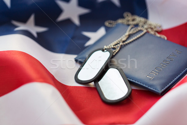 american flag, passport and military badge Stock photo © dolgachov