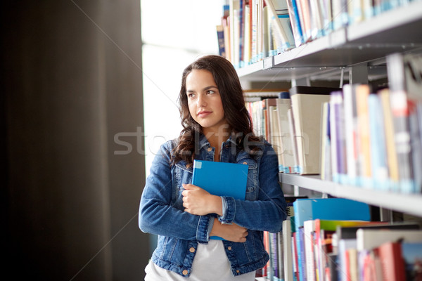 high school student girl with book at library Stock photo © dolgachov