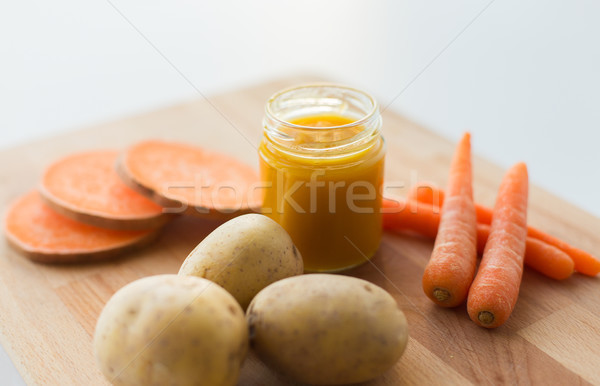 vegetable puree or baby food in glass jar Stock photo © dolgachov