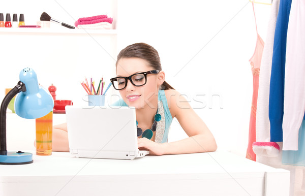 lovely woman laptop computer Stock photo © dolgachov