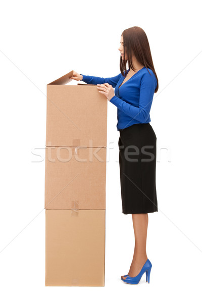 Anziehend Geschäftsfrau groß Boxen Bild Frau Stock foto © dolgachov