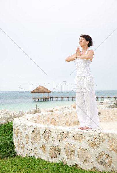 медитации счастливым женщину воды здоровья лет Сток-фото © dolgachov