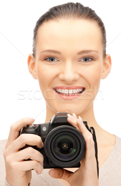 teenage girl with digital camera Stock photo © dolgachov