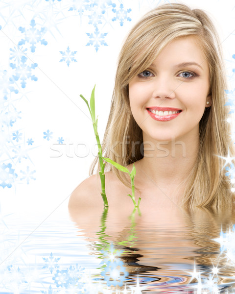 Blond bamboe water foto meisje gezicht Stockfoto © dolgachov