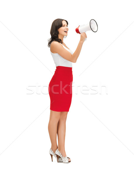 kind woman shouting in megaphone Stock photo © dolgachov