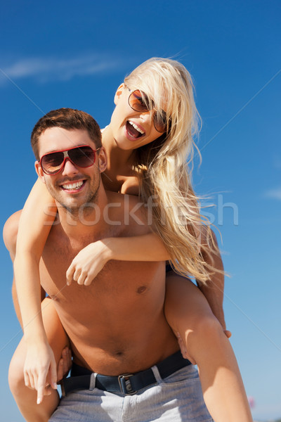 カップル ビーチ 画像 幸せ 女性 ストックフォト © dolgachov