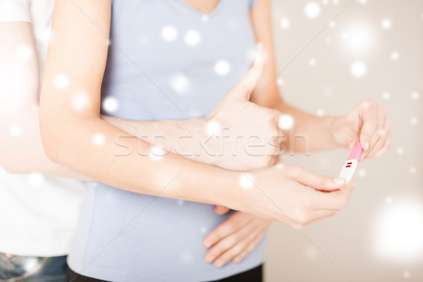 Kobieta człowiek ręce test ciążowy miłości romans Zdjęcia stock © dolgachov
