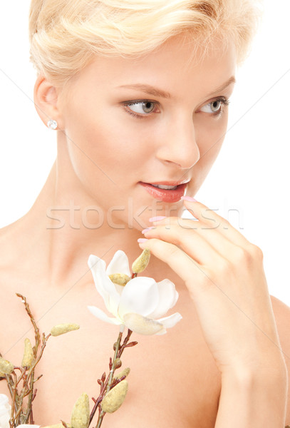 Vrouw takje foto witte gezicht gezondheid Stockfoto © dolgachov