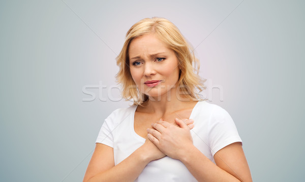 Boldogtalan nő szenvedés szívfájdalom emberek egészségügy Stock fotó © dolgachov