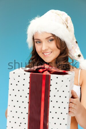 Stockfoto: Helper · meisje · lingerie · geschenkdoos · foto