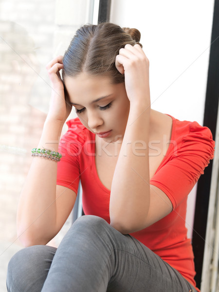 Triest tienermeisje heldere binnenshuis foto Stockfoto © dolgachov
