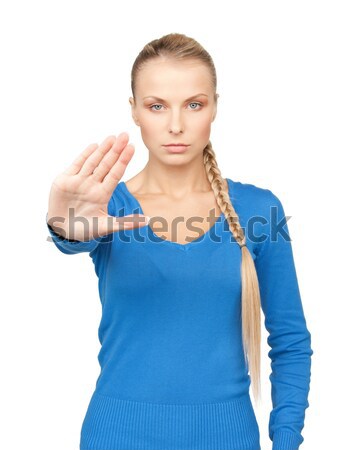 Stock photo: woman making stop gesture