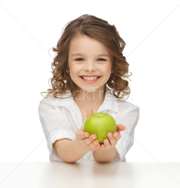 girl with green apple Stock photo © dolgachov