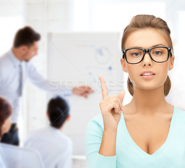 attractive student wearing glasses in college Stock photo © dolgachov