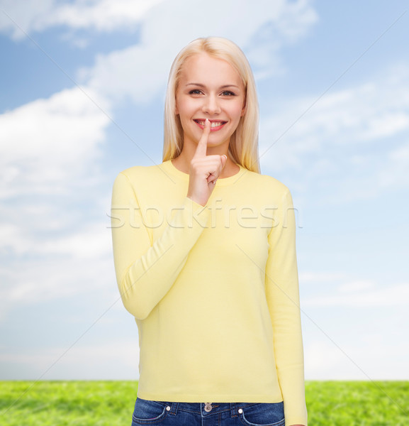 Finger Lippe Anzeige anziehend Frau Stock foto © dolgachov