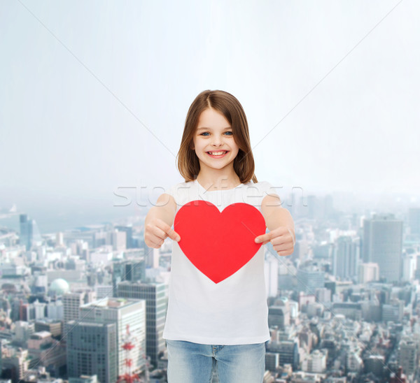 ストックフォト: 笑みを浮かべて · 女の子 · 白 · Tシャツ · 広告 · 幼年