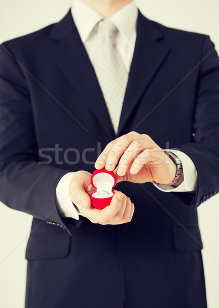 男 ギフトボックス 結婚指輪 画像 ビジネスマン ボックス ストックフォト © dolgachov