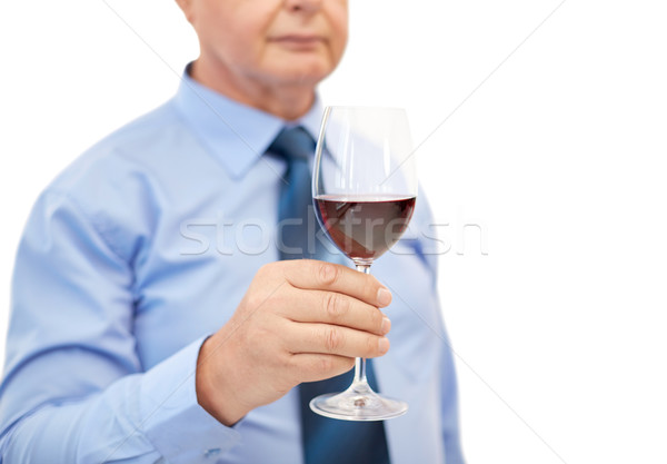 Senior homem vidro vinho tinto Foto stock © dolgachov