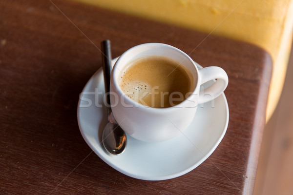 cup of black coffee with spoon and saucer on table Stock photo © dolgachov