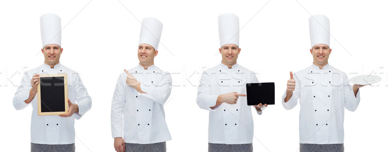 happy male chef cook set Stock photo © dolgachov