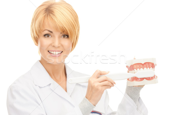 врач зубная щетка фотография Привлекательная женщина женщину медицина Сток-фото © dolgachov