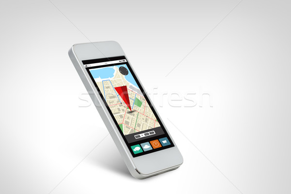 white smarthphone with gps navigator map on screen Stock photo © dolgachov