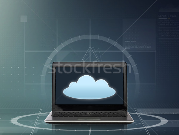 Computer portatile cloud icon schermo tecnologia Foto d'archivio © dolgachov