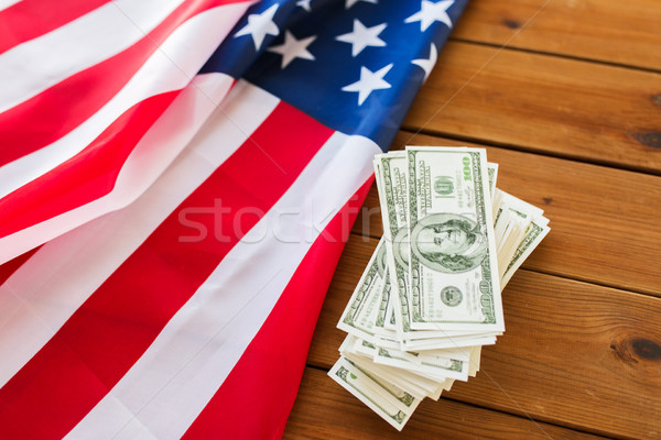Közelkép amerikai zászló dollár pénz pénz költségvetés Stock fotó © dolgachov