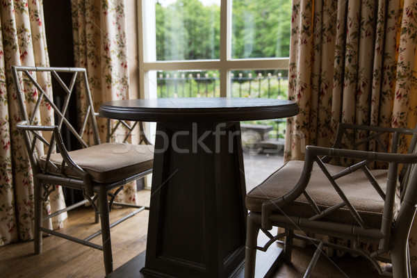 close up of vintage chairs and table at home Stock photo © dolgachov