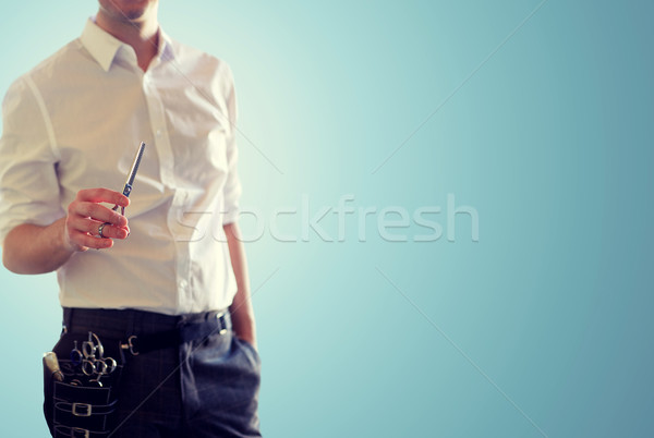 мужчины стилист ножницы синий красоту Сток-фото © dolgachov