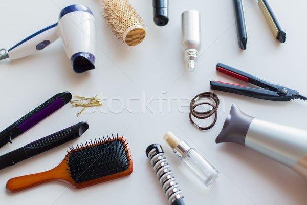горячей волос инструменты красоту фон белый Сток-фото © dolgachov