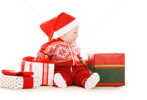 Stok fotoğraf: Yardımcı · bebek · Noel · hediyeler · beyaz