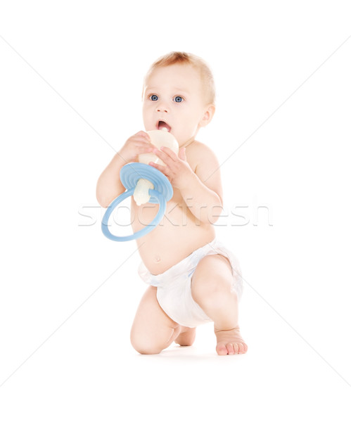 Baby Junge groß Schnuller Bild weiß Stock foto © dolgachov