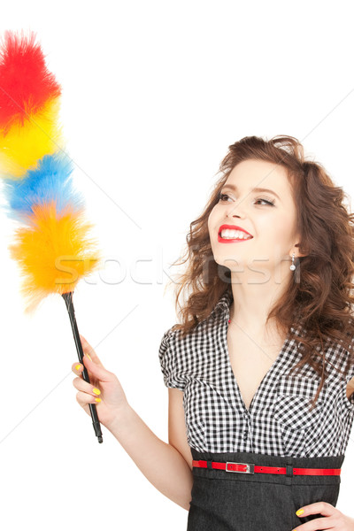 beautiful woman with cleaning sweep Stock photo © dolgachov