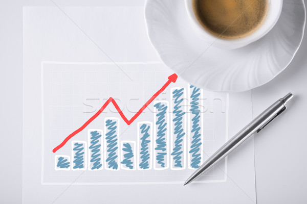 sketch with growing chart , arrow and coffee Stock photo © dolgachov