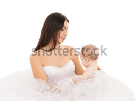 Braut weißen Kleid wenig Baby Bild Familie Stock foto © dolgachov