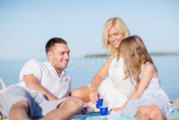 Stockfoto: Gelukkig · gezin · picknick · zomer · vakantie · kinderen · mensen